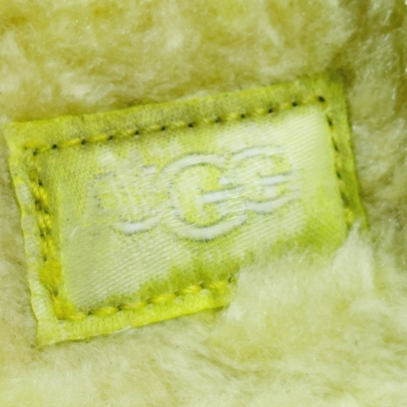 Ugg Fluff Yeah Striped Yellow Grey Wool Slingback Slippers V50 - Picture 9 of 12